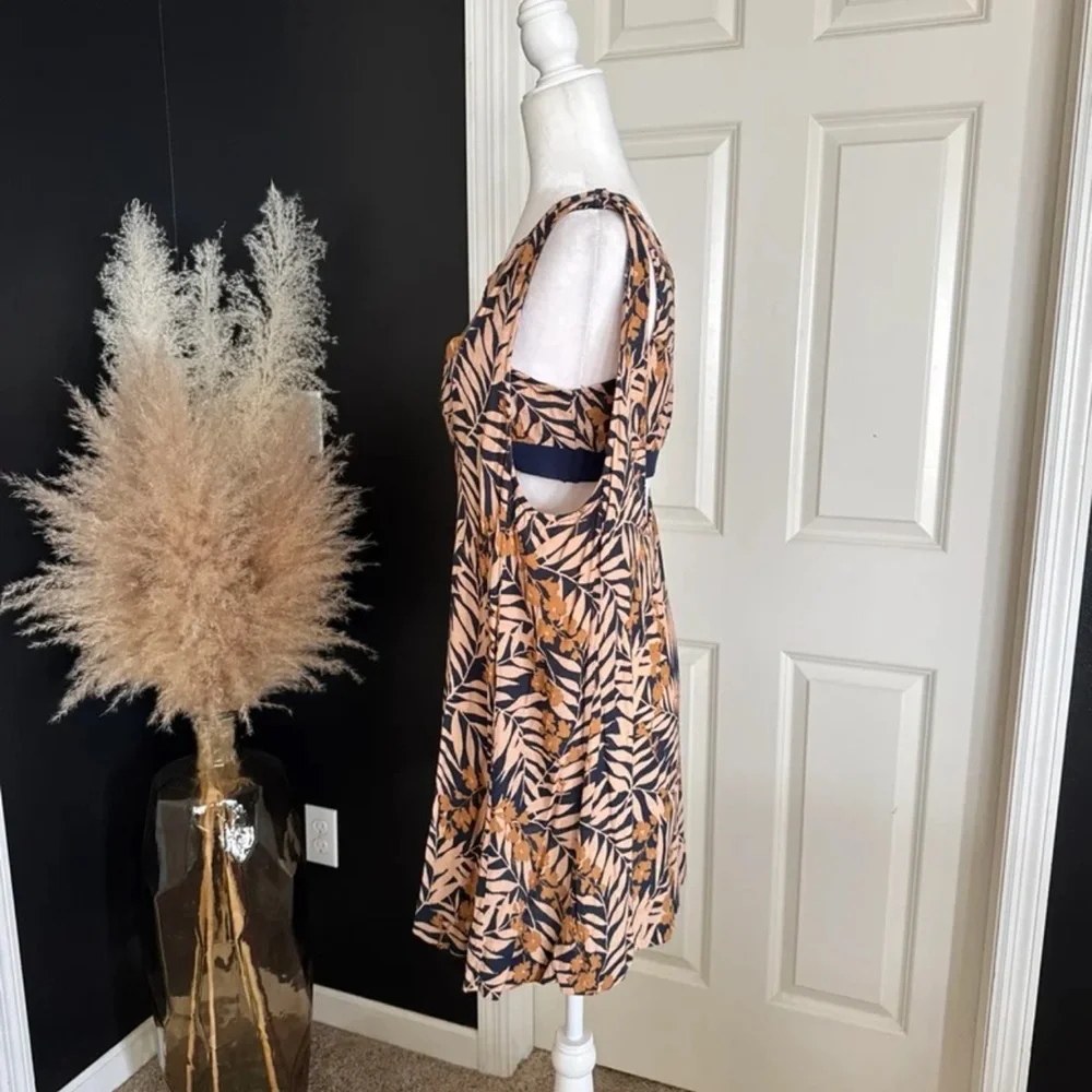 Free People Navy Combo Tropical Two-fer Mini Dress size Small - Picture 6 of 12